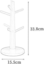 LIU- Coffee Mug Holder Tree for Counter, Mug Tree Stand with 6 Hooks,Countertop Wooden Tea Cup Organizer Rack,for Cafe Kitchen Bar - Image 7
