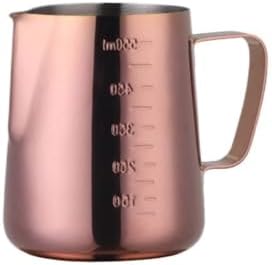 Milk Frother Cup Stainless Steel 350/550ml Espresso Coffee Pull Flower Milk Mugs Cup Stainless Steel Craft Latte Art Jug Pitcher Mug(550ml rose gold) by Unknown