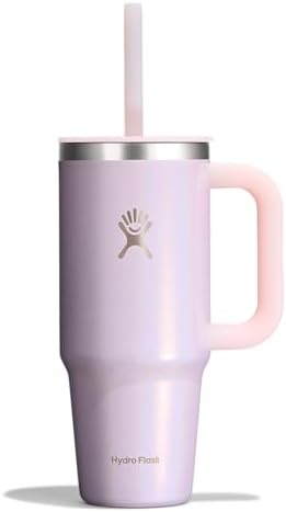 Hydro Flask Travel Tumbler with Handle, Lid and Straw - Insulated Stainless Steel in 24 Oz Glimmer Pink by Unknown