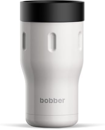 BOBBER 12 oz Insulated Tumbler with 360 Lid – 100% Leak-Proof, Stainless Steel Coffee Cup with Screw On Lid, BPA-Free, Dishwasher Safe – Coffee Travel Mug, Fits Car Cup Holder (Grey) by Bobber