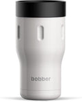 BOBBER 12 oz Insulated Tumbler with 360 Lid – 100% Leak-Proof, Stainless Steel Coffee Cup with Screw On Lid, BPA-Free, Dishwasher Safe – Coffee Travel Mug, Fits Car Cup Holder (Grey) by Bobber