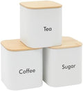 Juvale Coffee Bean Storage Canisters for Countertop - 3-Piece White Iron 48 oz Set - Silicone Seal Lids for Freshness - Sugar Jar & Tea Organizer - Coffee Bar Accessories & Countertop Organization by Juvale