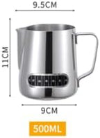 Stainless Steel Milk Frothing Pitcher 17 fl oz, Graduated Measurement Markings, Coffee Latte Art Steaming Jug, Polished Finish, Durable Kitchen Tool for Baristas and Home Use - Silver - Image 5