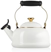 Le Creuset Enamel On Steel Whistling Tea Kettle, 1.7 qt., White/Gold - Image 3