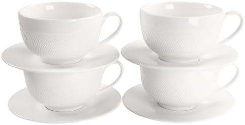 Coffee Mugs Set,Ceramic Tea Cup with saucer, Espresso Cups 8-piece, Stackable Cups, for Latte,Hot Tea,Cappuccino, Mocha, Cocoa, dishwasher, oven, microwave safe, Best gift, 12 Oz(350ML) by Jinsongdafa