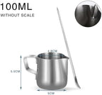 Milk Frother Jug Stainless Steel Container 100ML 350ML 600ML Frothing Pitcher Coffee Cups Latte Barista Espresso Maker(100ML Without Scale) - Image 2