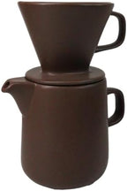 Ebros Gift Colorful Matte Finish Porcelain Portable Personal Artisan Hand Crafted Barista Style Coffee Maker Carafe Pot Flask With Pour Over Dripper Filter Cup Set (Brown) by EbrosGift