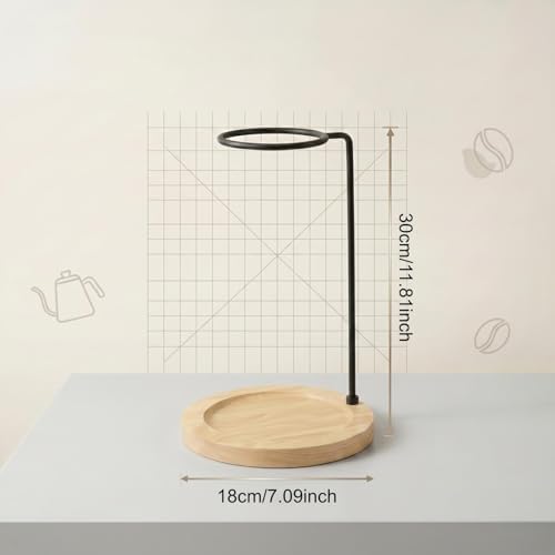 Coffee Dripper Stand Wooden Metal Pour Over Station Glass Cup Quick Setup Suitable for Home Office, Wood Color - Image 3