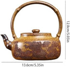 Kettle Teapot Household Mountain View Ceramic Teapot Creative Hand-Carved Tea Infuser Portable Water Teapot - Image 2