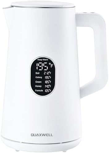 1.5L Electric Kettle Temperature Control, Porcelain White by QUAXWELLProducts