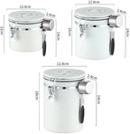 3 Pcs White Sealed Tank Stainless Steel Vacuum Container Tea Jar Food Containers Coffee Bean Airtight Can Flour Container Canister Sets - Image 2