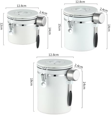 3 Pcs White Sealed Tank Stainless Steel Vacuum Container Tea Jar Food Containers Coffee Bean Airtight Can Flour Container Canister Sets - Image 2
