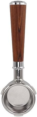 58mm Bottomless Portafilter, 3 Ears Stainless Steel Coffee Portafilter, Solid Wood Handle, Detachable, 58mm Filter Basket, for Barsetto Coffee Machine (Type A Red Branch) by AUNMAS