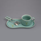 Longquan UNESCO Heritage Celadon Coffee Set Double-glazed collector's edition with oval-shaped plates and tableware - handcrafted sky blue glaze ceramic gift box (1, Sky blue glaze) - Image 2