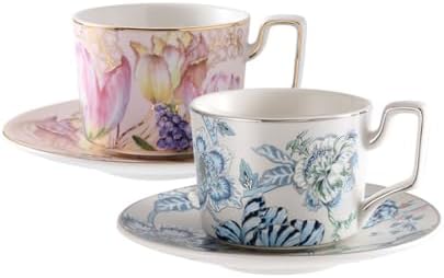 Coffee Cup Set with Saucer, Cup And Spoon, 200Ml Espresso Cups, Floral Ceramic Cups, Colorful Porcelain Coffee Mugs, Tea Cups, Mugs, Cappuccino Cups,Cup set a by AOPPLSOT