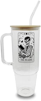 Sip-Sip Hooray! Tarot Card Reader 40oz Glass Tumbler with Lid and Straw by Sip-SipHooray