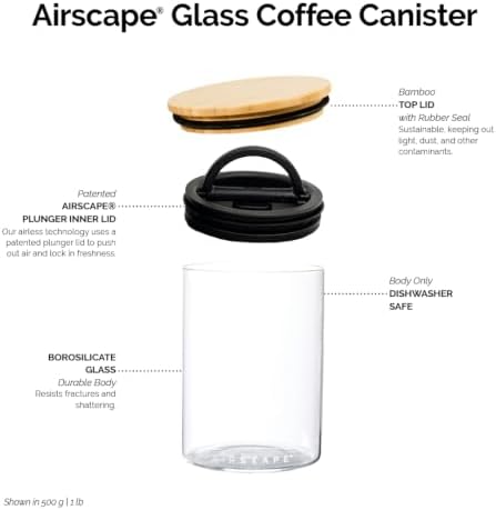 AirScape Planetary Design Borosilicate Glass Coffee Canister, Food Storage - Image 2