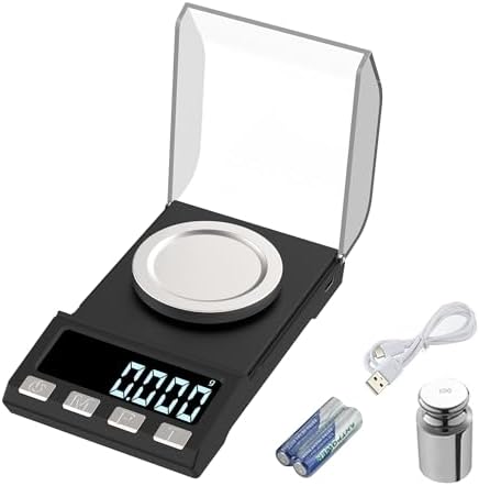 Digital Milligram Scale 100g/0.001g rechargeability, High Precision Portable Jewelry Scale, Powder Scale, Micro Scale for Powder Medicine, Gold, Gem, Reloading, Calibration Weight by KUBEI