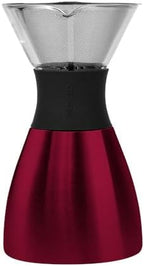 asobu Insulated Pour Over Coffee Maker (32 oz.) Double-Wall Vacuum, Stainless-Steel Filter and Take on the Go Carafe (Burgundy) - Image 4