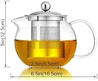 Teapot Clear Borosilicate Glass Teapot with Removable 304 Stainless Steel Filter Loose Leaf Teapot Kettle Tea Maker (Size : 650ML) - Image 2