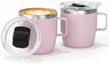 6 oz Stackable Mug, Stainless Steel cup with handle, Vacuum Insulated Espresso/Coffee Mug, shot Glass Set for 2-Piece Set for Coffee, Spirits, Wine, Tea-Pink by ZREGGUR