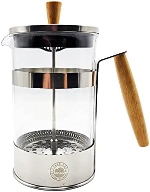 French Press Coffee Maker 27oz Stainless Steel Coffee Press High Level Filter Borosilicate Glass Heat Resistant Insulated Pot with Wooden Handle. Brew Coffee and Tea BPA Free - Image 2