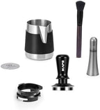 IKAPE 53MM Espresso Tamper Kit 6 in 1, Coffee Tamper, WDT Tool, Magnetic Dosing Funnel, Puck Screen, Milk Pitcher, Cleaning Brush by IKAPE