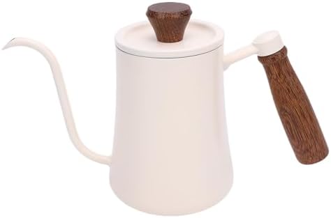 Walfront Gooseneck Coffee Kettle, 600ml 304 Stainless Steel Pour Over Kettle with Wood Handle, Long Spout, Measurement Marks, Precision Brewing Pot for Home Coffee Drip Brewing (White) - Image 5