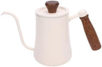 Walfront Gooseneck Coffee Kettle, 600ml 304 Stainless Steel Pour Over Kettle with Wood Handle, Long Spout, Measurement Marks, Precision Brewing Pot for Home Coffee Drip Brewing (White) - Image 5