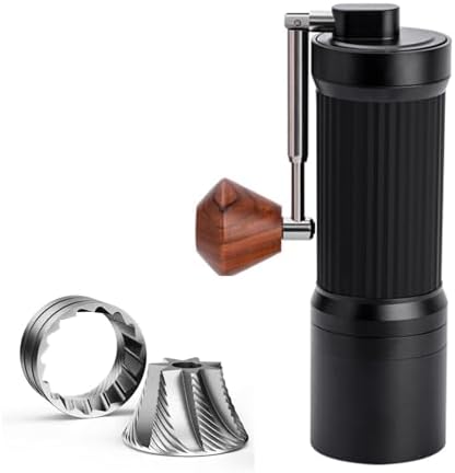 Manual Coffee Grinder – 7 Star Stainless Steel Burr, 36 Adjustable Grind Settings, Foldable Hand Crank, Portable Manual Espresso & Burr Coffee Grinder, Non-Slip Grip, 30g Capacity- Black by Unknown