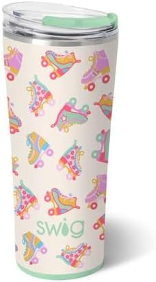Swig Life 22oz Insulated Tumbler, Travel Coffee Tumbler with Lid, Cup Holder Friendly Travel Coffee Mug, Stainless Steel (Roller Rink) by SwigLife