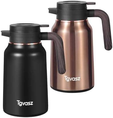 51 Oz Carafes for Hot Liquid, Stainless Steel Insulated Vacuum Thermal Coffee Carafes For Keeping Hot, 1.5 Liter Coffee Dispenser(Gold/Black) by Tgvasz