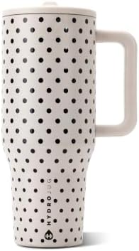 HydroJug Polka Dot Traveler 40oz, Insulated Tumbler, French Vanilla by Hydrojug