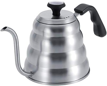 Emoshayoga Stainless Steel Coffee Pour Over Kettle, Tiered Body Gooseneck Spout with Built In Thermometer for Gas Electric Induction Stove Stovetop (Sanding plus thermometer 1.2L) by Unknown