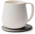 OHOM Ui+ Self-Heating Mug Set – Jasmine White | 18 fl oz / 532 mL Ceramic Coffee & Tea Mug Set with Heating Pad by OHOM
