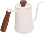 Walfront Gooseneck Coffee Kettle, 600ml 304 Stainless Steel Pour Over Kettle with Wood Handle, Long Spout, Measurement Marks, Precision Brewing Pot for Home Coffee Drip Brewing (White) - Image 2