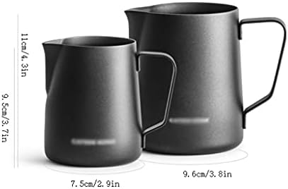 Homemade Stainless Steel Milk Frothing Pitcher Teflon Non-stick Coating Milk Frother Coffee Latte Art Milk Jug Cup Large Capacity Pull flower (Color : Black600ml) - Image 2