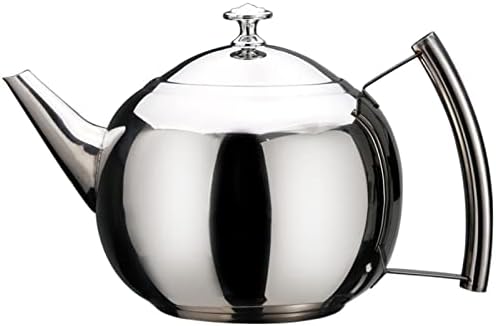 Tea Pot 1L Large Capacity Kettle Stainless Steel Teapot Coffee Maker with Filter Home Cooling Kettle Delicate Teapot Gold/Silver Teapot for Infuser (Color : B, Size : 1L) by UNNS