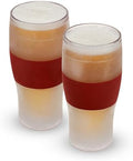 Host FREEZE Beer Glasses, Frozen Brew Mugs, Freezable Pint Glass Set, Insulated Beer Glass to Keep Your Drinks Cold, Double Walled Insulated Glasses, Gift for Dad, 16oz, Set of 2, Crimson Red by HOST