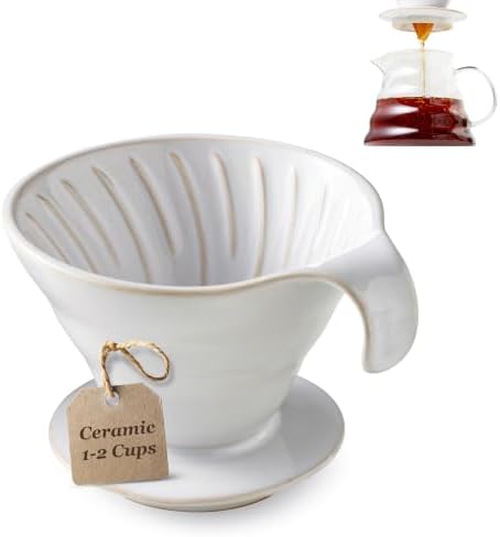 Gomakren 3 Tier Serving Trays Stand, 12 Inch White Rectangular Platters & Ceramic Pour Over Coffee Dripper, Single-Hole Cone Brewer by Gomakren