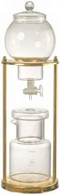 Cold Brew Coffee Maker Drip Pot Carafe Brewer Dripper With Glass Vessel and Gold Tone Metal Stand for Visible suitable for home office coffee kitchen counter by Unknown