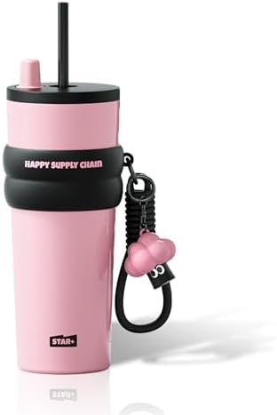 SDGA+ 24 oz Stainless Steel Tumbler with Lid and Straw, Insulated Water Bottle Leak Proof for Hot and Cold, Portable Travel Coffee Mug, Reusable Coffee Cup for Women, Pink by SDGA
