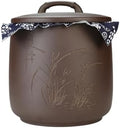 Yixing Clay Anti-Caking Storage Jar 8L, 15Lb Rice Canister with Lid by CHINACERAMICARTEXPOCENTER