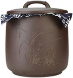 Yixing Clay Anti-Caking Storage Jar 8L, 15Lb Rice Canister with Lid by CHINACERAMICARTEXPOCENTER
