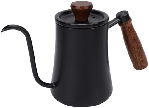 Luocute Gooseneck Pour Over Coffee Kettle, Stainless Steel Hand Drip Coffee Pot with Long Narrow Spout, Matte Black, Featuring a Wooden Handle for Pour Over and Tea - Image 2