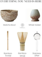 Jade Blossom Matcha Whisk Set – 5 Piece Japanese Matcha Kit with Handmade Ceramic Bowl, Bamboo Whisk, Scoop, Holder & Sifter – Tea Gift for Matcha Lovers & Mindful Rituals - Image 4