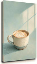 Coffee Mug Still Life Oil Painting Canvas Wall Art, Latte Art Poster by Unknown