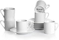 Klikel Espresso Cup And Saucer Set - White Cappuccino Demitasse - Small Coffee Cups For Cuban Coffee or Italian Espresso - Set Of 6 by Klikel