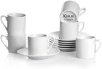 Klikel Espresso Cup And Saucer Set - White Cappuccino Demitasse - Small Coffee Cups For Cuban Coffee or Italian Espresso - Set Of 6 by Klikel