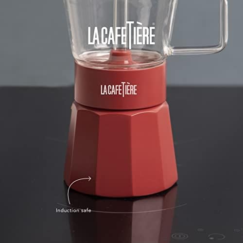 La Cafetière Verona Glass Espresso Maker, Red, 6 Cup, Gift Boxed - Image 3